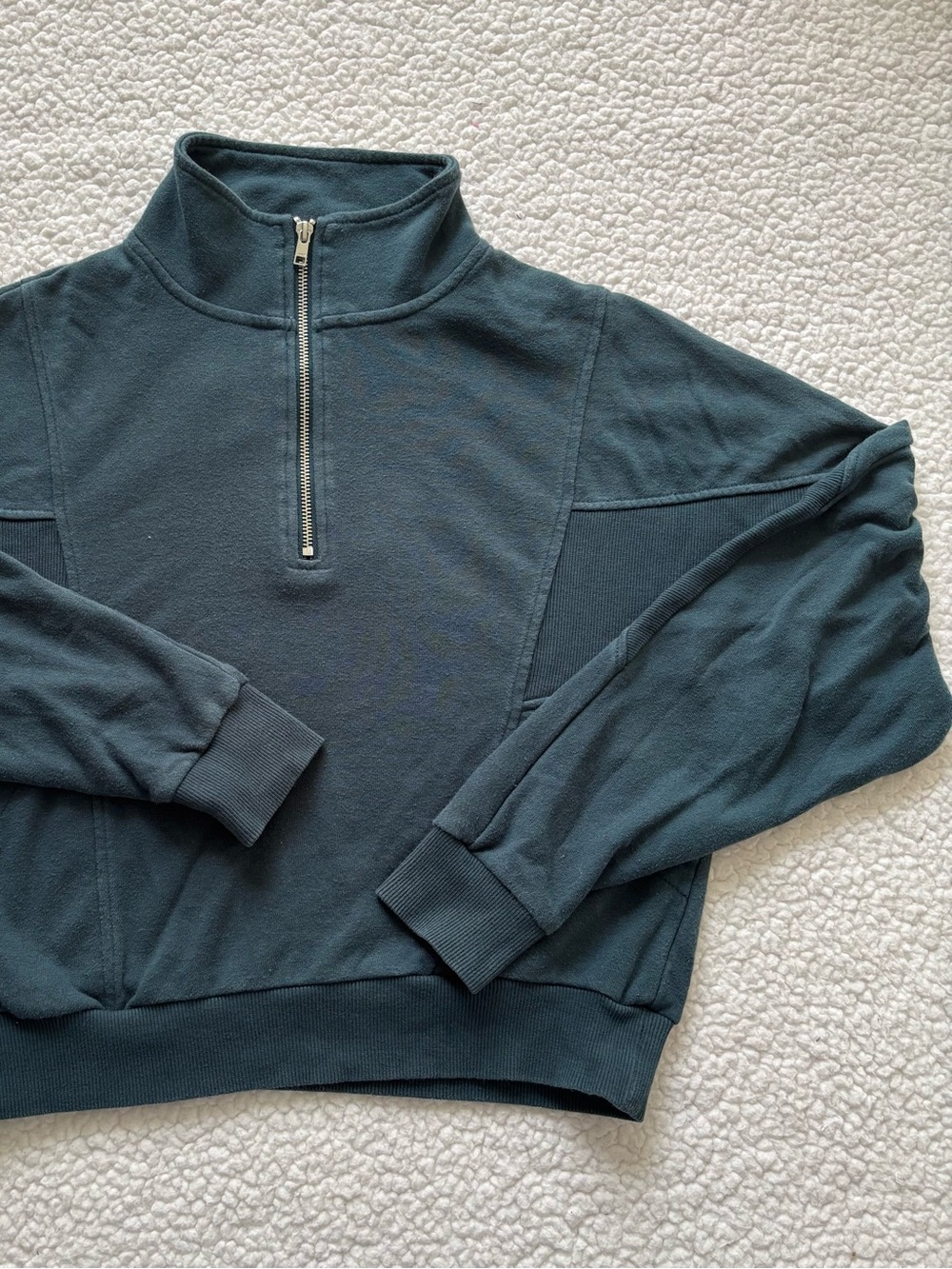 Garage Teal Mock Neck Cropped Quarter Zip Sweatshirt Pullover S Gorpcore Y2K